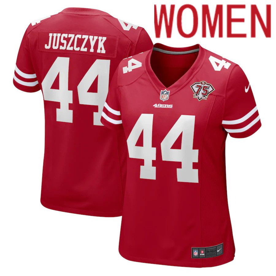Women San Francisco 49ers #44 Kyle Juszczyk Nike Scarlet 75th Anniversary Player Game NFL Jersey